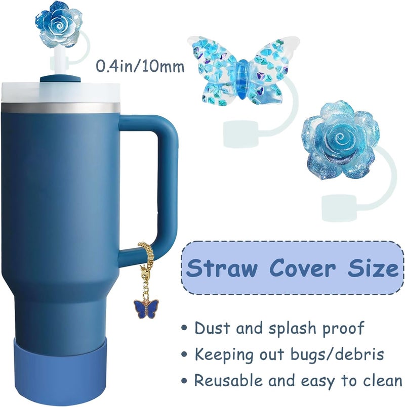 vikgle Stanley Cup Accessories Set,Including 2 Pcs 0.4in Straw Cover, 1 Silicone Spill-Proof Stopper Set of 3, 1 Cute Butterfly Handle Charm, 1 Silicone Boot Fits Stanley 40&30 Oz Tumbler (Stargaze) - Image 2